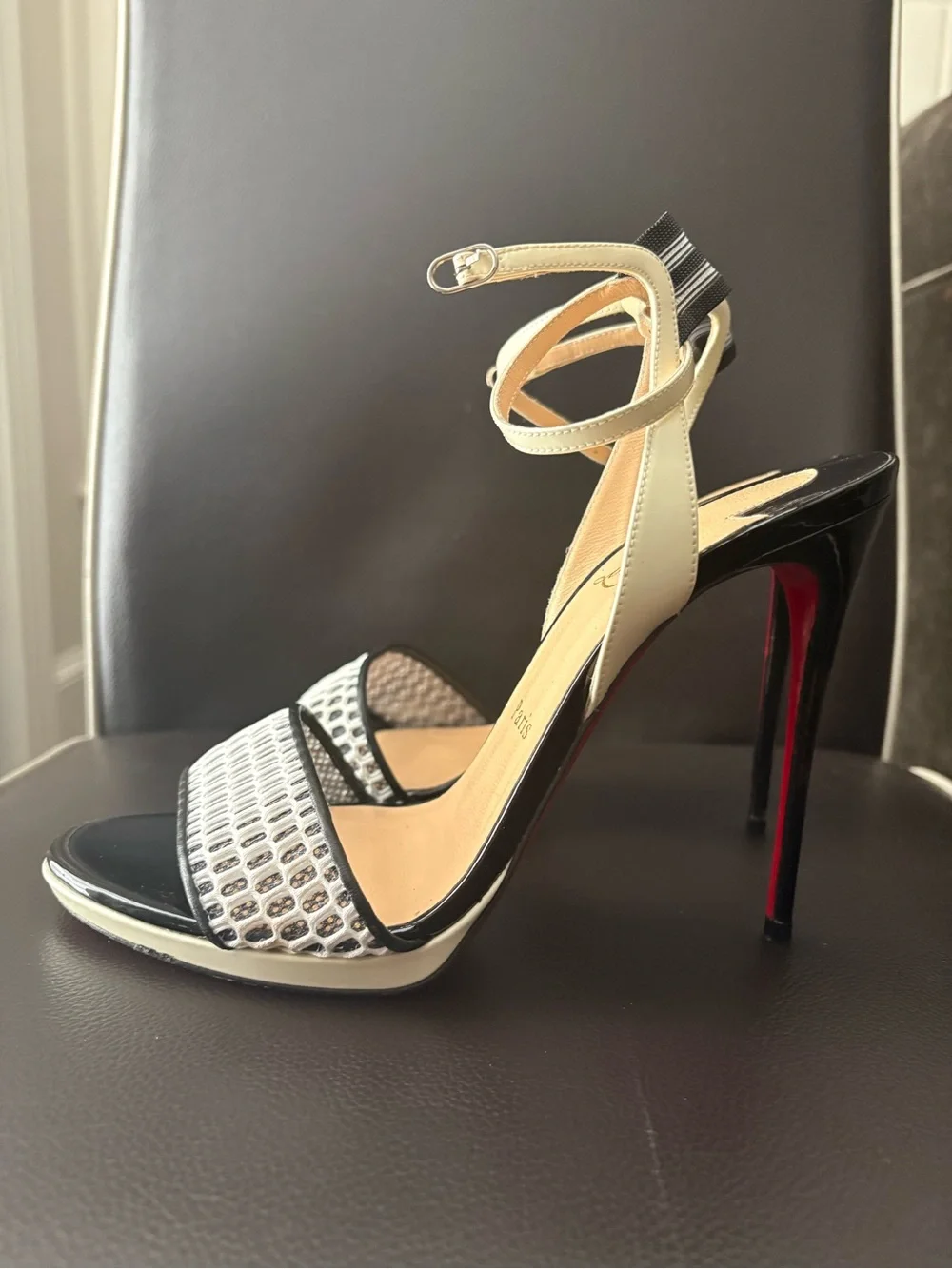 Christian Louboutin Patent Leather Ankle-Strap Sandals